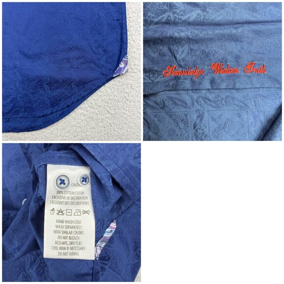 Robert Graham Shirt Mens 2XL XXL Navy Blue Geometric Flip Cuff Dress Button Up 1 - Picture 6 of 11